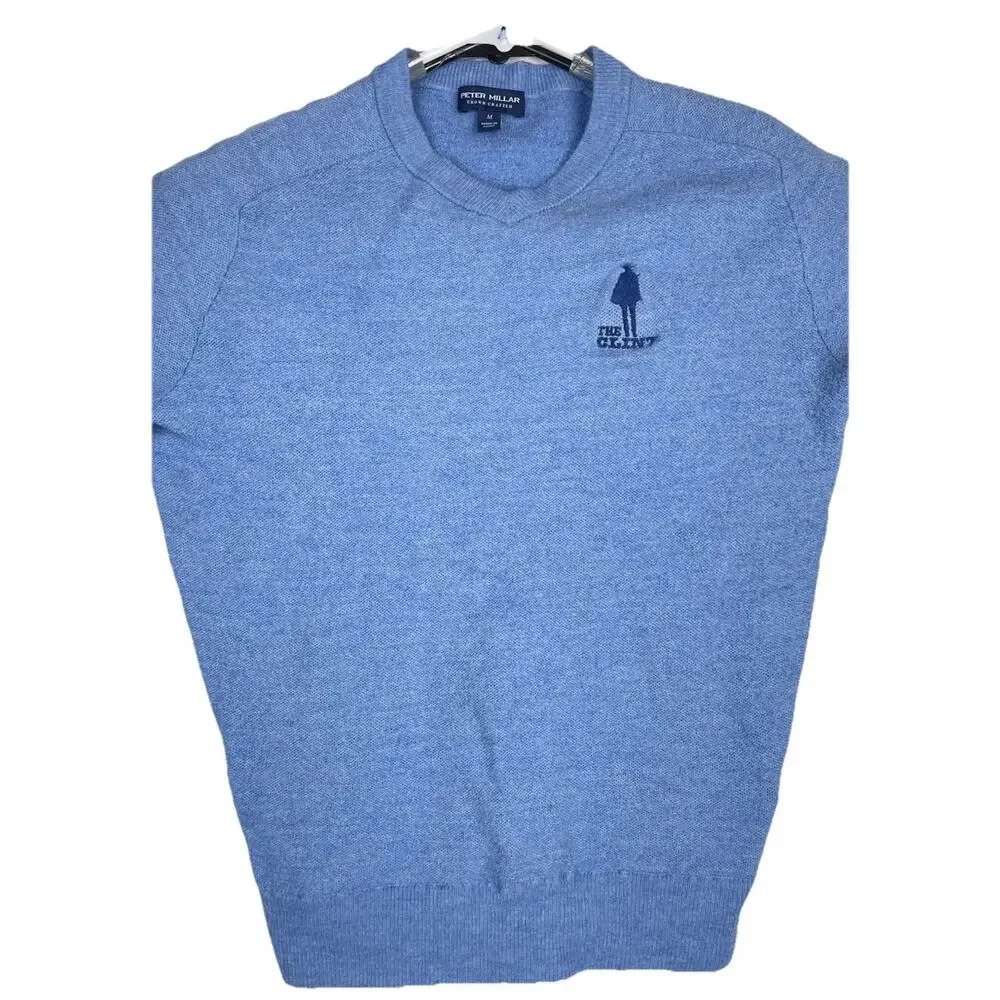 Peter Millar Crown Crafted Merino Wool Crewneck Sweater Medium Blue Lightweight